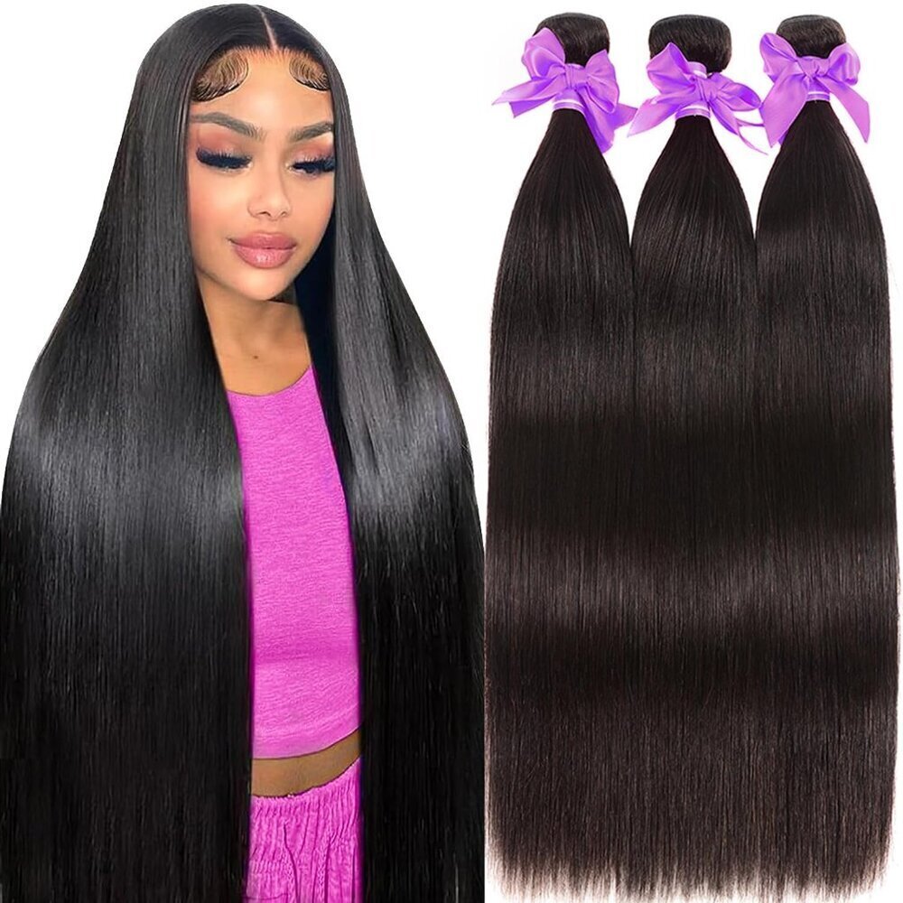 Human Hair Bundles 10A Brazilian Virgin Straight 22-26 Inch Thin